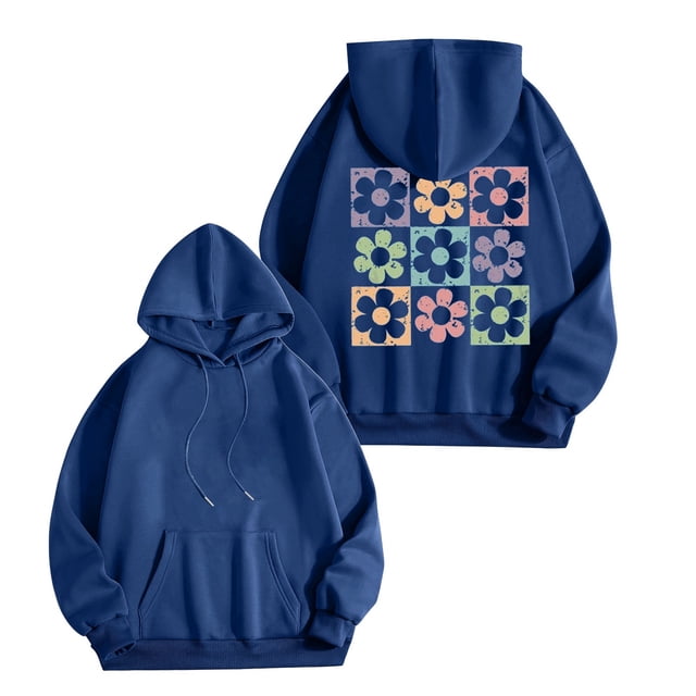 Chandail à Capuche Imprimé Floral pour Femmes Confortable Chandail Décontracté à la Mode Automne Hiver Design Lettre Doux Chaud Confortable