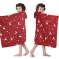 thumbnail image 4 of Red Christmas Deer Pattern Hooded Bath Towel，50"x30" for Ages 3 To 12 Kids, Quick Dry Lightweight Soft Microfiber Hood Beach Towel Cover Up for Kids, 4 of 7