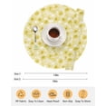 thumbnail image 6 of 13 Inch Round Placemats Set of 6, Yellow Flowers Non Slip Heat Insulation PP Table Mats, Rustic Floral Leaves Garden Country Washable Place Mats for Kitchen Dining Party Table Decor, 6 of 7