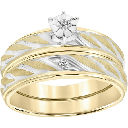 Keepsake Diamond Accent Rope Design 10kt Yellow Gold Bridal Set