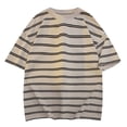 thumbnail image 2 of Kalauyu Striped T-Shirt Short Sleeve for Men Loose Cotton Round Neck Casual Hipster Pullover Color Block Basic Tee Summer, 2 of 4