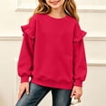 thumbnail image 5 of BLVB Crewneck Sweatshirts for Little Girls Cute Ruffle Pullover Long Sleeve Casual Spring Fall Tops for Kids(Red-01,7-8 Years), 5 of 6