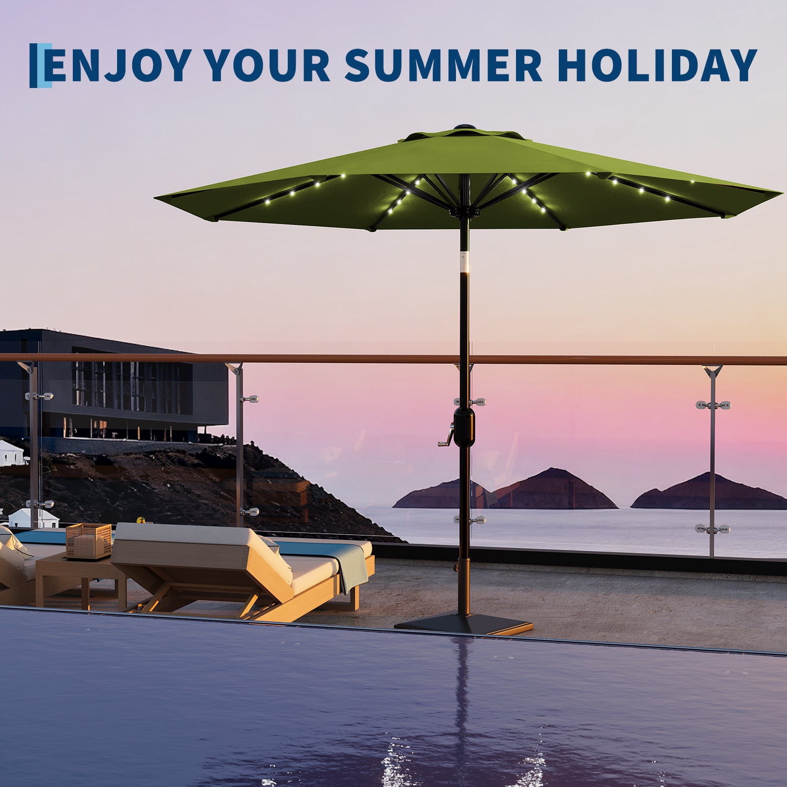 GOGRANT 98.4 in Multicolor Rectangle Market Patio Umbrellas, Fade Resistant