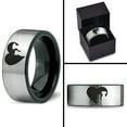 thumbnail image 4 of Tungsten Heart Yin Yang Dog Cat Lovers Band Ring 8mm Men Women Comfort Fit Brushed Gray Flat Cut Black Polished, 4 of 4
