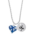 thumbnail image 1 of Delight Jewelry Silvertone Enamel Earth Heart Silvertone Script Initial Disc - X - Charm Necklace, 20"+3", 1 of 1
