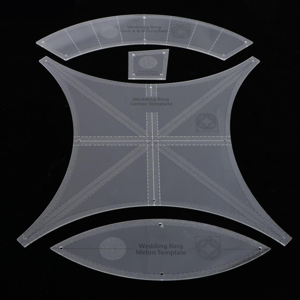 HOMYL 4pcs Creative Grid Double Wedding Ring Template Dressmaker Sewing Quilting Ruler