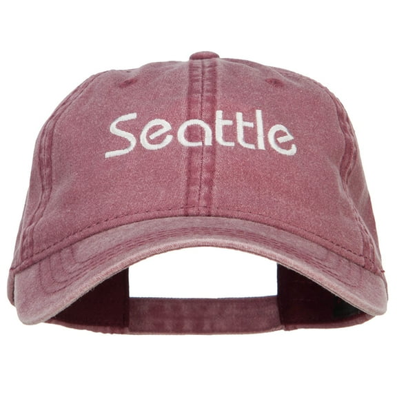 Seattle Embroidered Washed Buckled Cap - Maroon OSFM