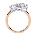thumbnail image 4 of AFFY Toi Et Moi Ring for Women Radiant and Emerald Cut Lab Created Moissanite 2-Stone Engagement Wedding Rings Jewelry Gift for Her In 14K Solid Rose Gold Size-4, 4 of 6