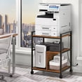 thumbnail image 7 of LEYAOYAO 3-Tier Printer Stand with Charging Station, Printer Stand with Open Shelves for Home Office, Printer Cart Lockable Wheels for Living Room, Brown, 7 of 7