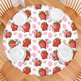 thumbnail image 2 of White Cow Strawberry Pattern Round Fitted Tablecloth with Elastic Edge,Dining Table Cover Waterproof,Outdoor Round Tablecloth for Camping,Dining,Indoor and Outdoor, 2 of 7