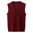 thumbnail image 6 of Kureaily Men's Wool Blend V Neck Knit Cardigan Vest Wool Sweater Colour Blocking Casual Versatile Sleeveless Shirt Vest, 6 of 7