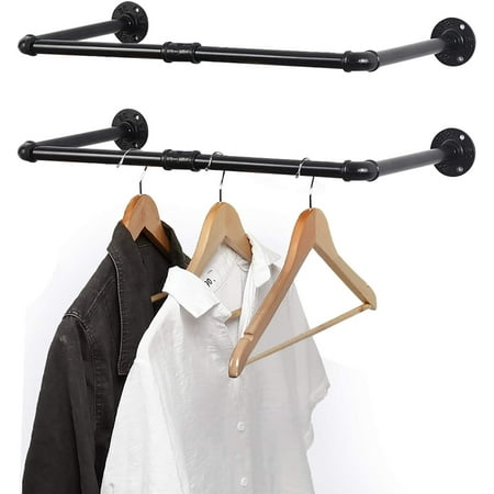 Oumilen Wall Mounted 32.6" Multi-Purpose Clothing Rack, Metal, Black