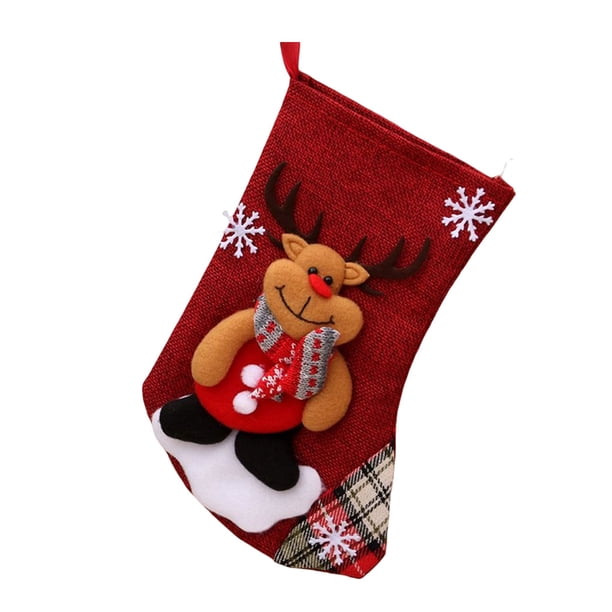Naiovety Copo de nieve Medias de Navidad Empaquetado de regalo Calcetines Dulces Decoración para el hogar Goodie Bag Colgante Escaparate de Kits de decoración para fiestas Alce