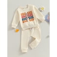 thumbnail image 3 of Bagilaanoe 2PCS Toddler Baby Girl Casual Sweatsuits Letter Print Long Sleeve Sweatshirt Pullover Tops + Sweatpants 6M 12M 18M 24M 3T 4T 5T 6T Kids Sister Matching Outfits, 3 of 9