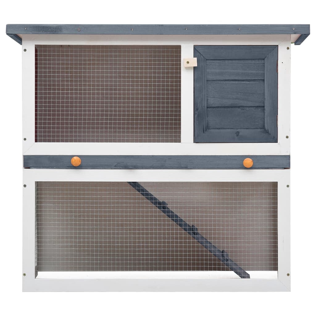 vidaXL Rabbit Hutch Bunny Cage House with Pull Out Tray Ramp Solid Pine Wood