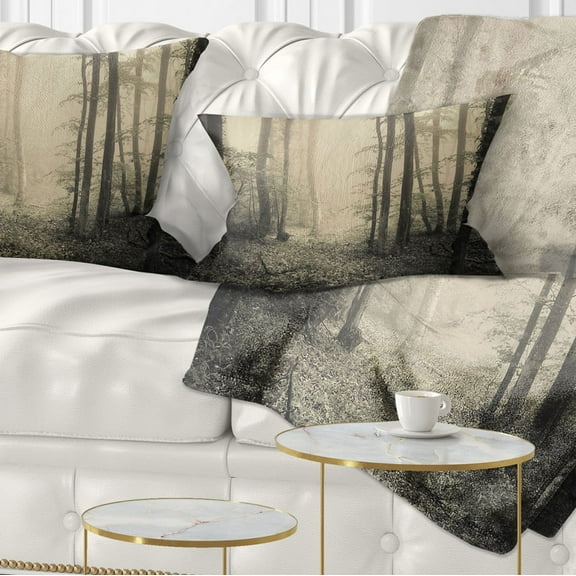 Designart Vintage Style Spring Forest - Landscape Photography Throw Pillow - 12x20