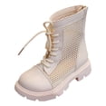 thumbnail image 4 of Pandaie Girls Ankle Boots Lace Up Waterproof Hollow Out Combat Shoes Back Zipper for Toddler Little Big Kid, 4 of 5