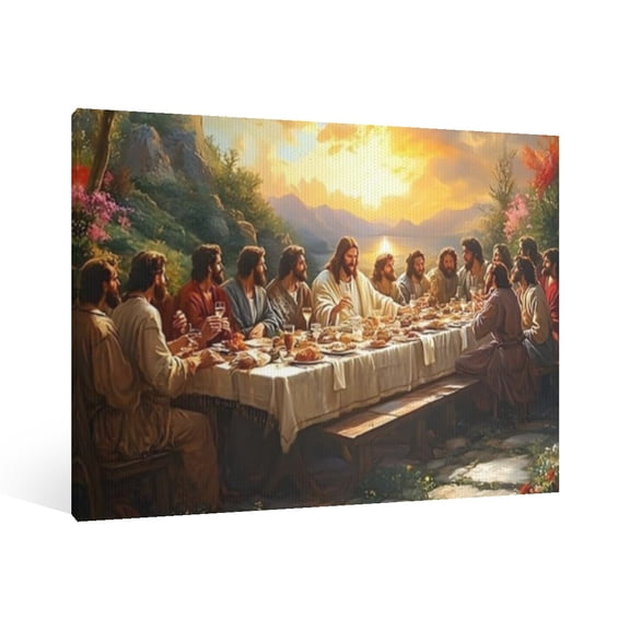 Vintage Jesus Last Supper Canvas Wall Art Paint, Jesus Pictures Canvas Print Posters Wall Decor, Christian Christmas Wall Art Home Church Decor for Living & Prayer Room Bedroom Wall Decor Framed