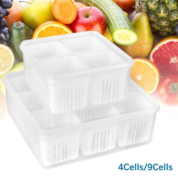 Veggie Tray with Lid Reusable Large Divided Serving Snack Tray with Lid Fruit Platter Vegetable Tray Food Storage Container with 4 Compartments