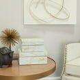 thumbnail image 2 of CosmoLiving by Cosmopolitan Geometric White Glass Decorative Box with Hinged Lid, 2 Count, 2 of 8