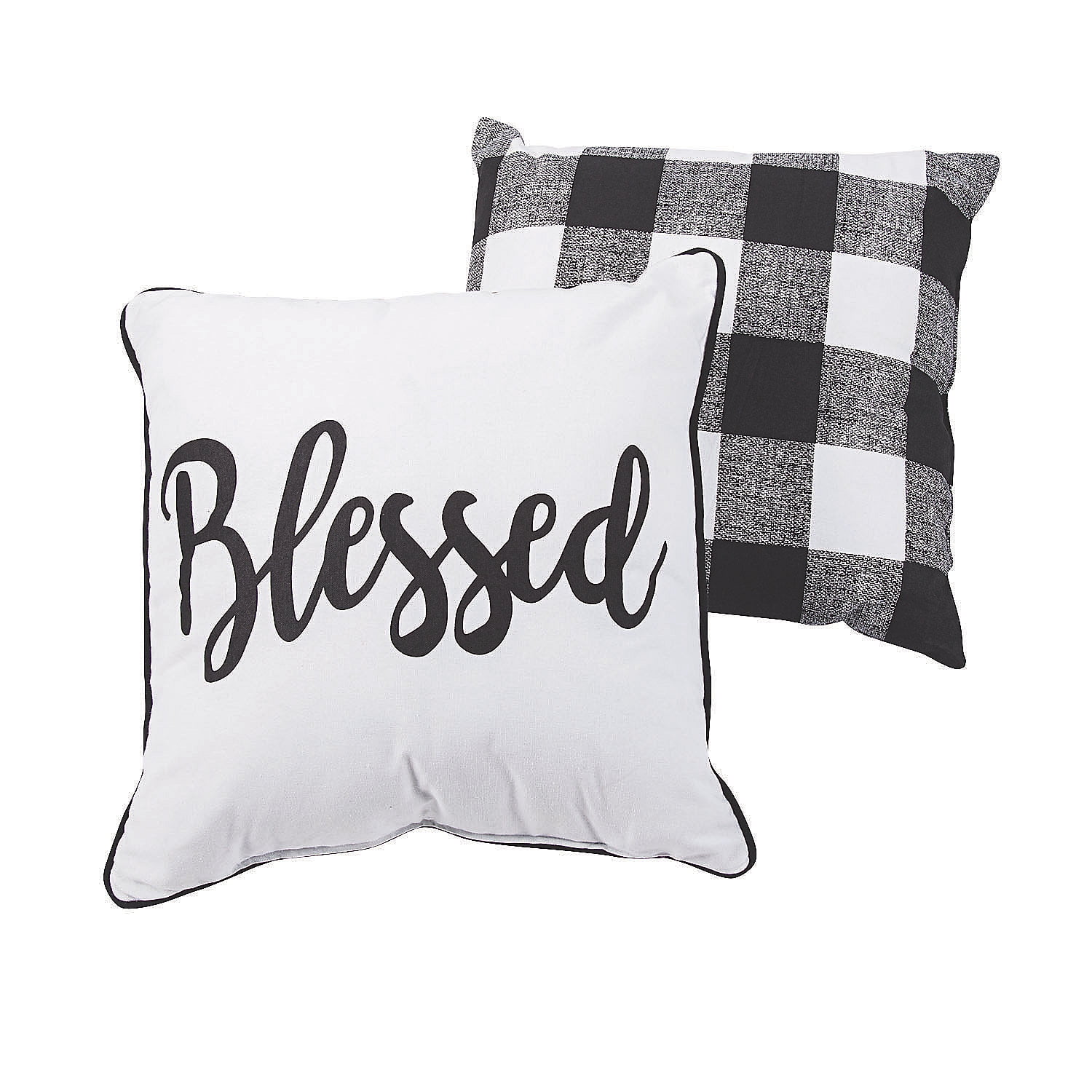 Blessed Black & White Plaid Pillow Set Home Decor 2 Pieces