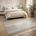 thumbnail image 3 of ODIKA 8'x10' Washable Area Rug Sisal Solid Field Inspired Tonal Banded Border Subtle Stripe for King Size Bedroom Under Bed, Master Suite, Non-Shedding, Easy Care, 3 of 7