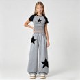 thumbnail image 2 of HCNTES Tween Girls Clothes 2PCS Sets Slim Fit Crop Tops & Flare Pants with Star Print Summer Outfits Teen Girls School Clothing Set 8T-13T, 2 of 5