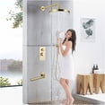 thumbnail image 2 of JERFIT 10 inch Rainfall Shower System Set, Brushed Gold 3-Function Shower Combo with Solid Brass Valve, Handheld Showerhead and Bathtub Spout, Wall Mount Luxury Shower Kit, 2 of 4