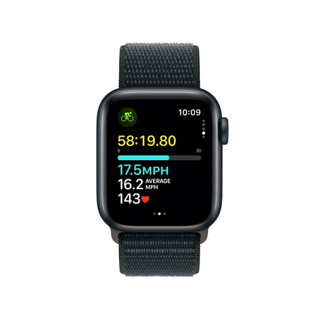Apple Watch SE 2nd Generation (GPS + Cellular) 40mm Midnight Aluminum Case with Midnight Sport Loop - Midnight