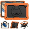 thumbnail image 4 of Samsung Galaxy Tab A8 Case 10.5 Inch 2022 SM-X200/X205/X207 with Built-in Screen Protector, Dteck Heavy Duty 3 in 1 Shockproof Bumper Full Body Drop Protection with 360° Ring Holder,Orange+Black, 4 of 8