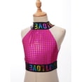 thumbnail image 6 of iiniim Kids Girls Sequins Letters Printed Crop Tank Top with Pleated Skirt Ballet Jazz Hip Hop Dance Costume Size 2-12 Hot Pink 11-12, 6 of 7