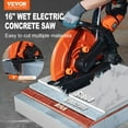 thumbnail image 3 of VEVOR Electric Concrete Saw, 16 in, 3200 W 15 A Motor Circular Saw Cutter with Max. 6 in Adjustable Cutting Depth, Wet Disk Saw Cutter Includes Water Line, Pump and Blade, for Stone,, 3 of 9