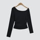 thumbnail image 4 of LUVCLS Camiseta básica nueva 2024 para mujer, hombros inclinados, base de terciopelo fino elástico Shi щ▲, 4 of 6