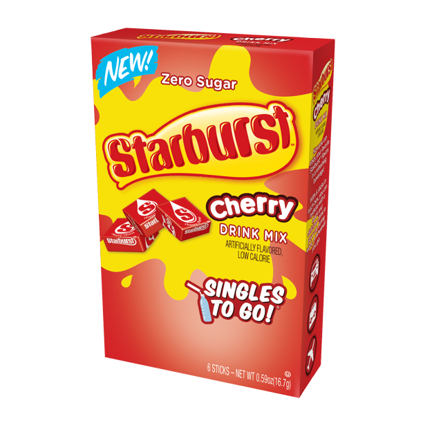Starburst Singles to Go! Zero Sugar Cherry Drink Mix, 6 count, 0.59 oz