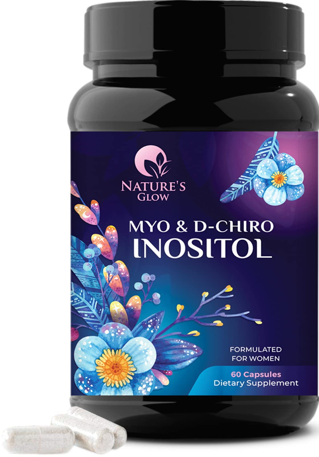 Myo Inositol Supplement & D Chiro, Premium 40:1 Ratio Myo-Inositol & D-Chiro, Natural Balance & Ovarian Health Support, Vitamin B8 Supplement - 60 Capsules (30 Day Supply)