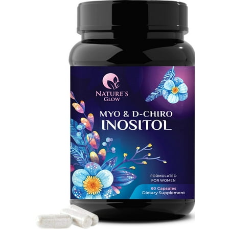 Myo-Inositol & D-Chiro Inositol Blend - 30 Day Supply, Premium 40:1 Ratio, Hormone Support for Women, Ovarian Health Myo Inositol Vitamin B8, Nature's Inositol Supplement - 60 Capsules