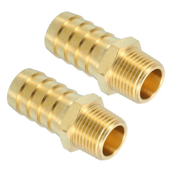 Brass Hose Barb Fittings 2Pack 5/8" Barb x 3/8" NPT Male Brass Barb Pipe Fitting for Water Fuel Air