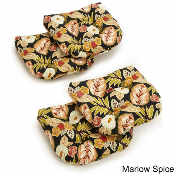 19-inch U-Shaped Spun Polyester Outdoor Tufted Dining Chair Cushions (Set of 4)-Color:Marlow Spice