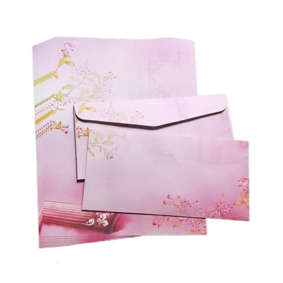 Jesscasday Chinese Style Writing Paper and Envelopes Set Stationery Paper Double Side Colored Letter Paper for Student Girls