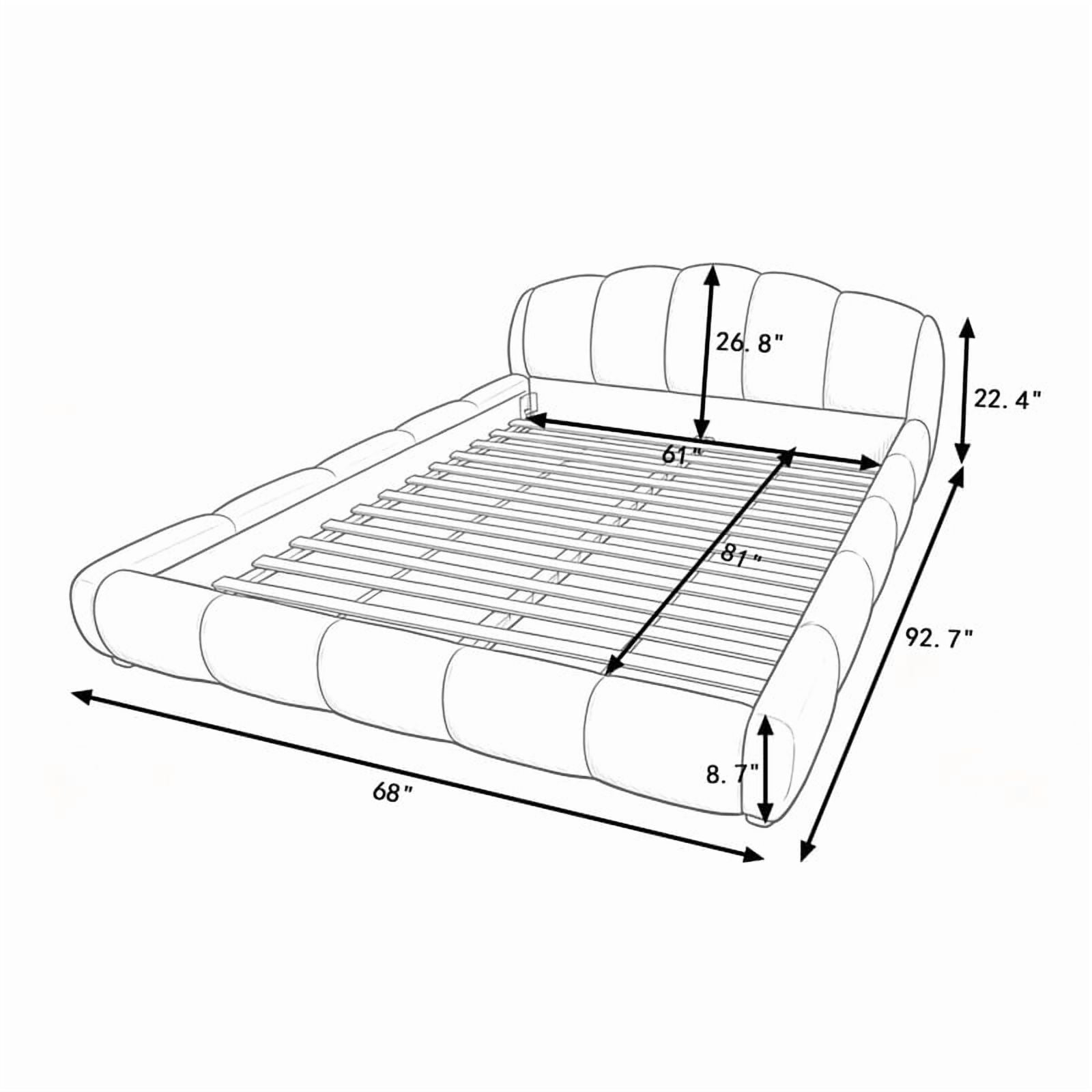 Queen/King Size Upholstered Platform Bed Frame, No Box Spring Required Low Profile Floor Bed with Padded Headboard & Footboard