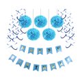 thumbnail image 4 of Feliz cumpleaños colgando guirnalda pompom flores bolas remolino kits de decoración azul Sunnimix Decoración de la fiesta de cumpleaños, 4 of 6