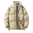 Brnmxoke Mens Stand Collar Puffer Jackets Warm Thick Padded Winter Coat