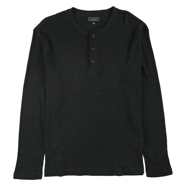 Club Room Mens Thermal Henley Shirt, Grey, Small