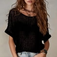 thumbnail image 4 of PBFRDSJ Womens Crochet Cover Up Open Knit Half Sleeve Beach Shirts Lightweight Breathable Round Neck Vacation Clothes, 4 of 9