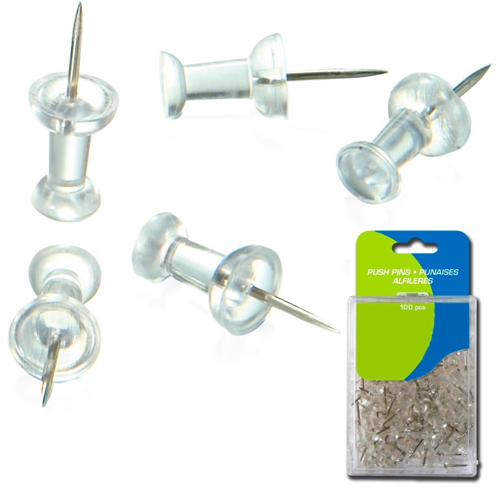 100 Pcs Push Pin Clear Thumb Tacks Transparent Drawing Cork Board