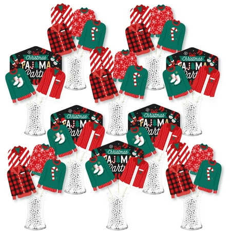 

Big Dot of Happiness Christmas Pajamas - Holiday Plaid PJ Party Centerpiece Sticks - Showstopper Table Toppers - 35 Pieces