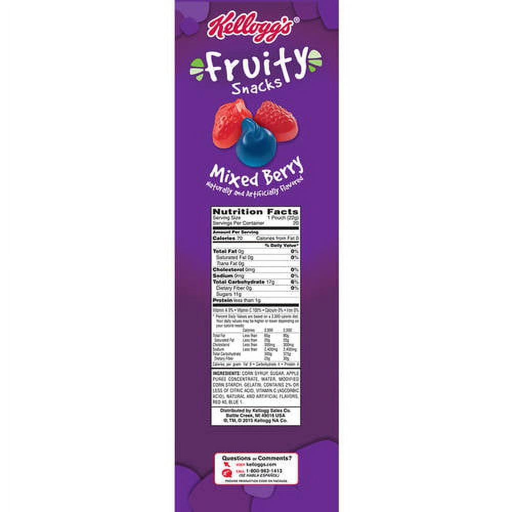 Kellogg's Mixed Berry Fruity Snacks Pouches, 16 Oz., 20 Count