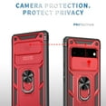 thumbnail image 5 of Allytech Cover Case for Google Pixel 6 Pro with Slide Camera Cover, Hard PC Back & Soft TPU Bumper Drop Proof Lens Protection Ring Holder Kickstand Rugged Case for Google 6 Pro 5G 6.7" 2021, Red+Black, 5 of 11