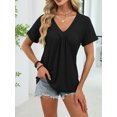 thumbnail image 7 of Cuteduck Women's Short Sleeve V-Neck T-Shirt – Ruched Detail, Loose Fit Solid Color Soft Summer Top – Casual Everyday Essential S-2X, 7 of 7