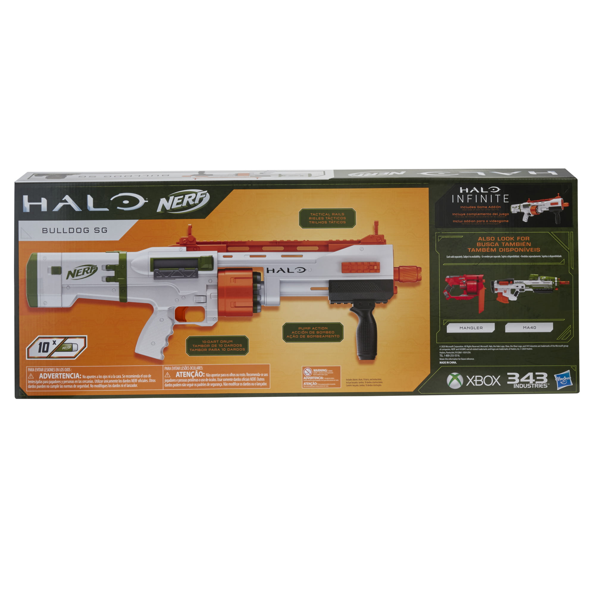 Nerf Halo Bulldog SG Dart Blaster, Pump-Action, Rotating 10-Dart 